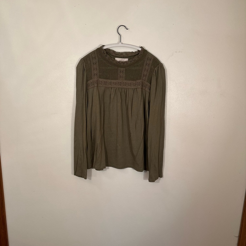 Olive Green Long Sleeve Top